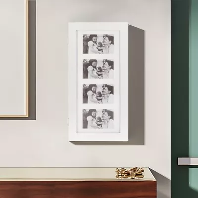 PVC Wood Grain Coating Photo Storage Damp-proof Jewelry Mirror Cabinet White • $55.32