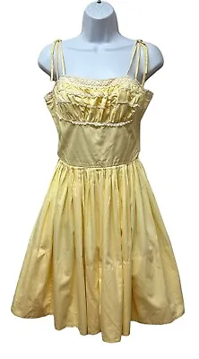 Vintage Yellow Lace Corset Short Full Skirt Dress Sundress Tie Straps XS/S • $69.99