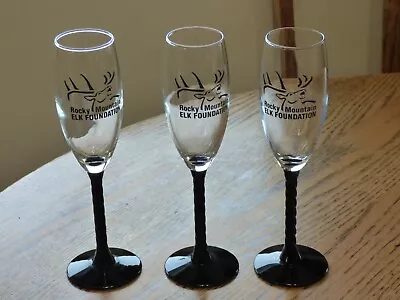 Set Of 3 Rocky Mountain Elk Foundation  Wine Glasses Drinkware • $25