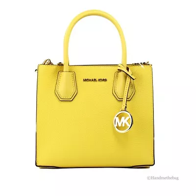 Michael Kors Mercer Medium Daffodil Pebble Leather Messenger Crossbody Bag Purse • $99