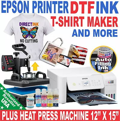 Epson Printer For Dtf Ink Transfer T-shirt No Cut Plus Heat Press Machine Start • $724