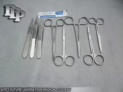 8 Pcs Suture Laceration Medical Student Surgical Instruments Set Kit+5 Blade #10 • $13.10