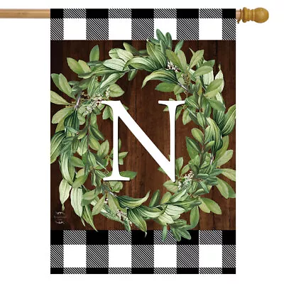 Wreath Monogram N Double-Sided House Flag Everyday 28  X 40  Briarwood Lane • $18.99