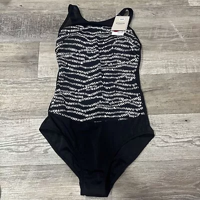 Amoena One Piece Mastectomy Swimsuit Size 8B NWT- Black/White • $26.99