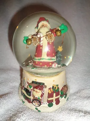 $19.99 • Buy Christmas Water Snow Globe Tan Country Santa Claus Train Musical Crazy Mountain