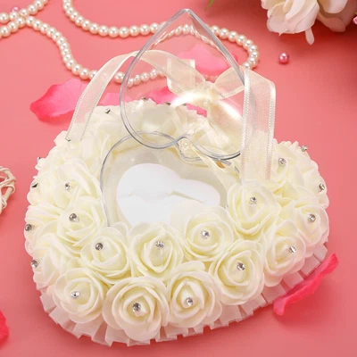 Ring Bearer Cushion Romantic Wedding Ring Pillow For Wedding Supplies Gift • £11.93