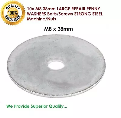 10x M8 38mm LARGE REPAIR PENNY WASHERS Bolts/Screws STRONG STEEL Machine/Nuts • £4.64