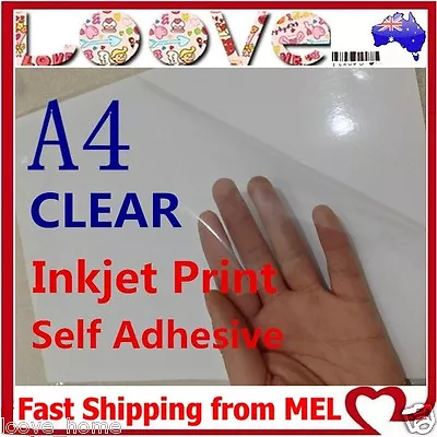 10x A4 Transparent Clear Glossy Self Adhesive Sticker Paper Label Inkjet Print • $7.77