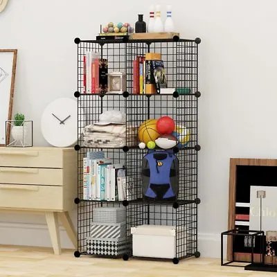 4 To 25 Cube Black DIY Wire Storage Shelves Cabinet Metal Display Shelf Toy Book • $41.99