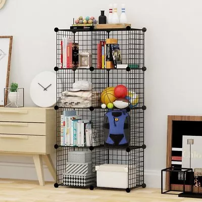 4 To 25 Cube Black DIY Wire Storage Shelves Cabinet Metal Display Shelf Toy Book • $51.99