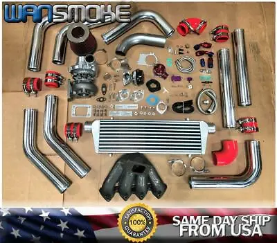 Red TOP MOUNT HD CRX Civic D15 D16 Sohc T3T4 .63 Turbo Kit Manifold Intercooler • $736.88