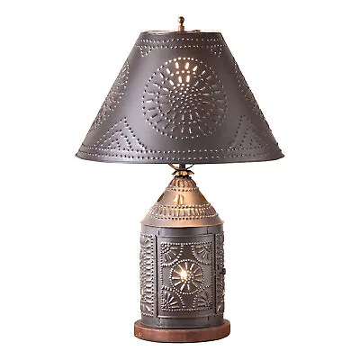 Tinner's Revere Lamp Lantern With Punched Tin Metal Shade HANDCRAFTED • $174.95