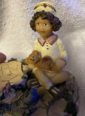 1996 Penny Buttons Resin Figurine-Nurse With Sweet Heart Bear-Votive-4 . • £13.51