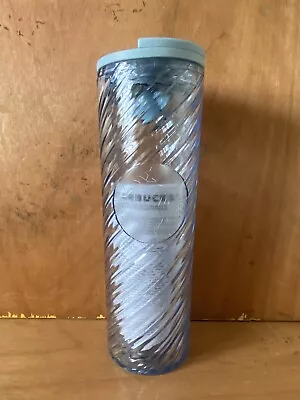 Starbucks Twirl Plastic Double Wall Flask Mug Baby Blue 473ml**new** • £18