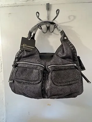 B Makowsky NWT L Black / Pebbled Leather Shoulder Handbag Purse With Dustbag OOP • $49.99