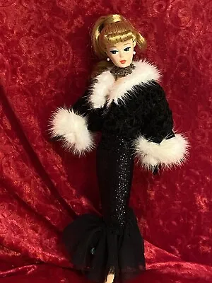 *~* Sale Jet Black Mink FUR Bomber WRAP FOR MARILYN MONROE BARBIE DOLL*~* • $39.99