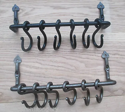 Iron Vintage Country Kitchen Pot Pan Cup Caddy Utensil Stand Hanger Hooks Rack • £24.95