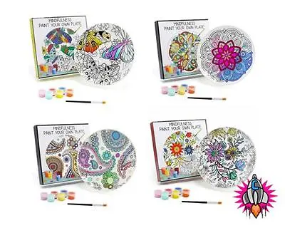 Mindfulness Adult Coloring Paint Your Own Side Plate With Paint Stress Relief  • £9.95