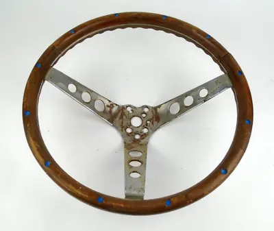 Vintage Wood Rimmed Steering Wheel 13 1/2'' GT Type Rat Hot Rod • $72.98
