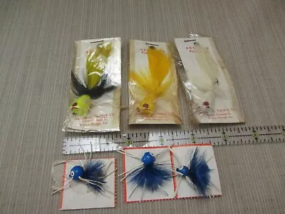 ACCARDO Tackle Co. 3 FEATHERED TAIL POPPERS & 3 UNKNOWN FLY ROD Fishing Lures • $11