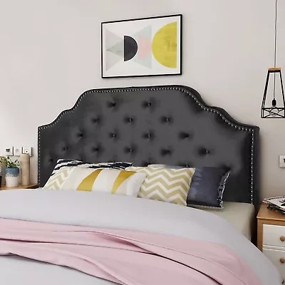 Falcon Contemporary Tufted New Velvet Queen/Full Headboard W/ Nailhead Accents • $132.15