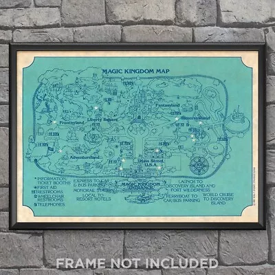Magic Kingdom 1981 Map Print Poster Disney World Main Street Castle Reproduction • $29.99