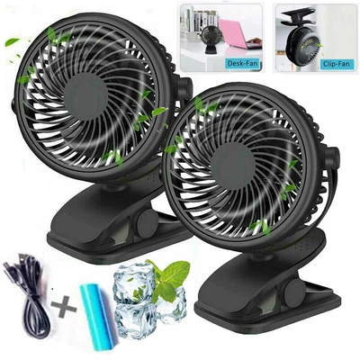 £19.89 • Buy Clip On Fan USB Rechargeable Mini Cooling Desk Baby Stroller Portable Handheld