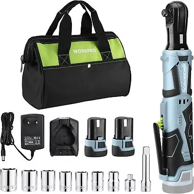 WORKPRO Cordless Electric Ratchet Wrench 3/8  12V 40 Ft-lbs Ratchet Wrench Kits • $69.99