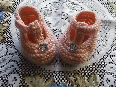 £1.99 • Buy Hand Knitted  Baby Shoes / Booties 0 -3 Months 