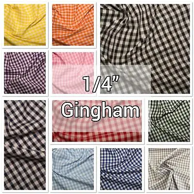 1/4  Gingham Polycotton Fabric 2 44 /112cm By The Metre - School Dress Children • £4