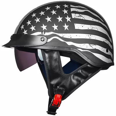 ILM Motorcycle Half Helmet With Fastening Buckle Bike Helmet Sun Visor DOT Gifts • $59.99