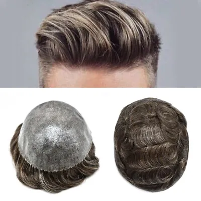 Mens Toupee Human Hair Replacement Full Poly Skin Injected PU System Wig For Men • $99.99