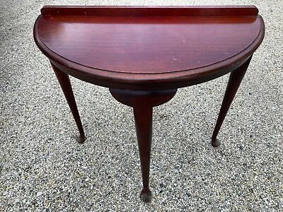 Queen Anne Bowfront 3 Leg Wooden Hall Side Table 1920 1930 Antique Vintage • $67.80