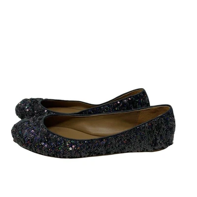 $33 • Buy Ellie Tahari Black Sequin Ballet Flats Size 9
