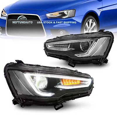 Pair LED Headlights Halo ASSY Front Light For 08-17 Mitsubishi Lancer EVO ES/GTS • $359.99