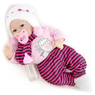 Reborn Baby Doll Girl Realistic 17  BiBi Doll Newborn Lifelike Dummy Bottle Toy • £24.19