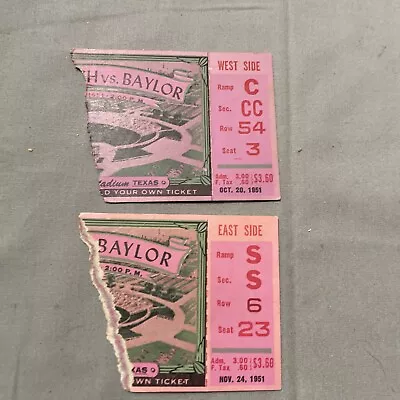 Vintage Football Ticket Stubs Torn Baylor 1951 • $9.72