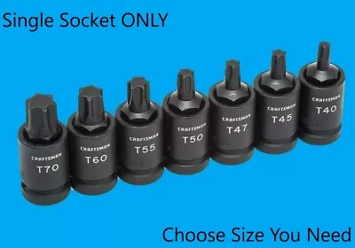 Craftsman 1/2  Drive Impact Torx Bit Sockets Choose Your Size Single Socket NEW • $18.95