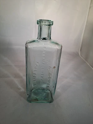£8.75 • Buy Edwards Fallowfield Ice Blue Victorian Medicine Bottle C1890’s 