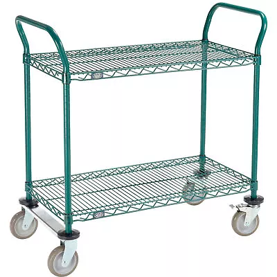 Nexel Utility Cart 2 Shelf Poly-Green 36 L X 18 W X 39 H Polyurethane Rigid • $245.90