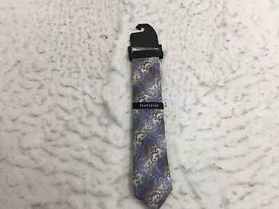 NEW Van Heusen Necktie Mens Taupe Blue Paisley • $5.99