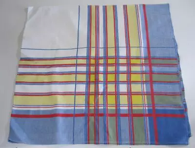 Vintage Shabby 1950s-60s Checked Motif Tablecloth Chic 128x128cm Caravan • $19.95