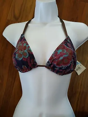 Malia Mills Pamela Inez Blue Paisley Pattern Bikini Top Sz 30 Triangle NEW • $23