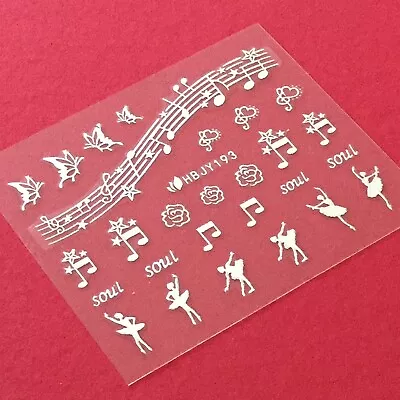 4 Colors Musical Note Staff Stave Soul Ballet Girl Art Nail Sticker HBJY193 • $3.25