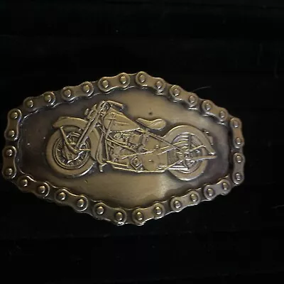 Vintage 1976 Motorcycle Belt Buckle Chain Logo 613 Great American Buckle Co • $12.99