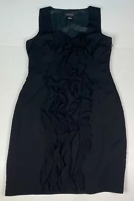 Spense Women's Size 8 Dress Sheath Solid Black Ruffle Front Sleeveless Polyester • $10.39
