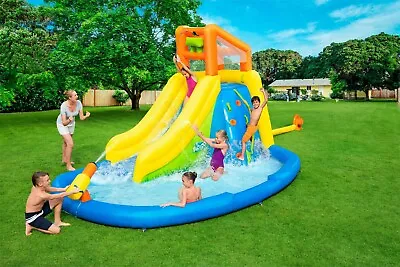 Bestway Kids Inflatable H2OGO Mega Water Park Bouncy Castle Water Gun Pool Slide • $617.25