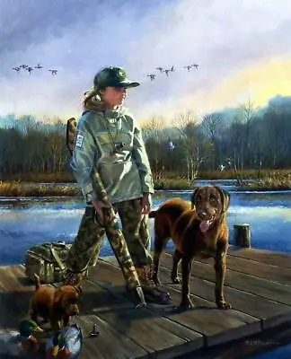 R.J. McDonald Count Me In - 18 X22  Artist Proof-Girl Duck Hunting • $250