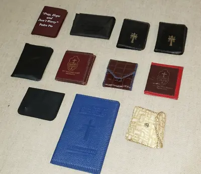 Lot Of 11 Vintage Catholic Religious Scapulars Prayers Devotionals Folding Cases • $19
