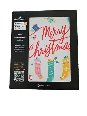 Hallmark Video Greeting Card Merrry Christmas Stockings Box Of 10 Easy New • $10.50